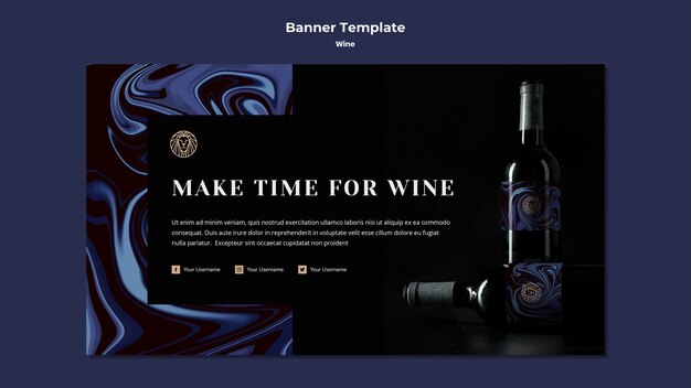 Modèle horizontal pour bannière d'entreprise vin