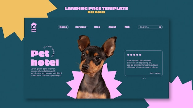 PSD gratuit modèle d'hôtel pour animaux de compagnie design plat