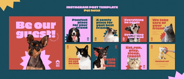 PSD gratuit modèle d'hôtel pour animaux de compagnie design plat