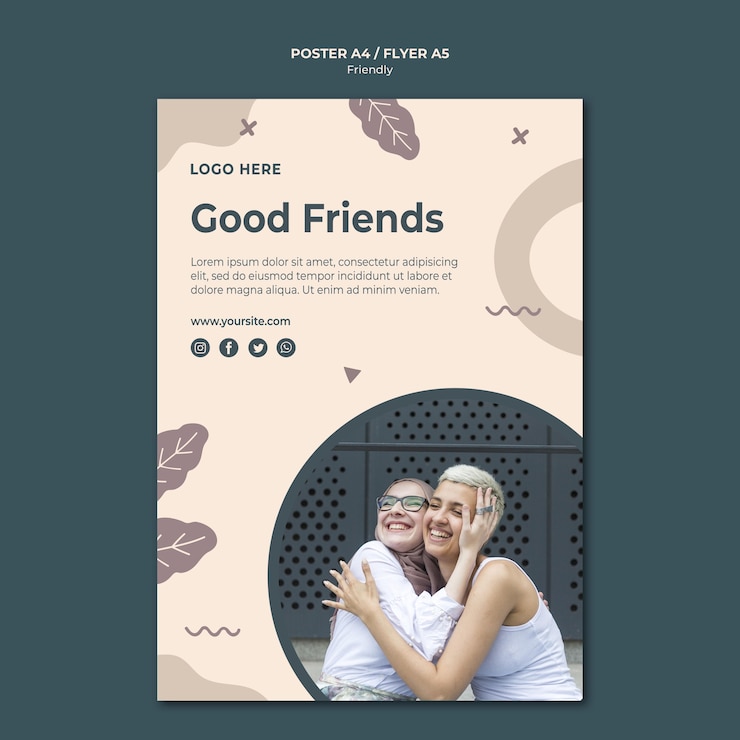PSD gratuit modèle d'impression d'affiche de bons amis