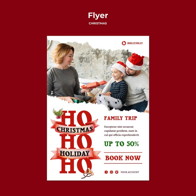 Modèle d'impression d'affiche de chapeaux de famille et de père Noël