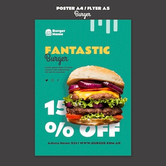 Modèle d'impression d'affiche de hamburger fantastique