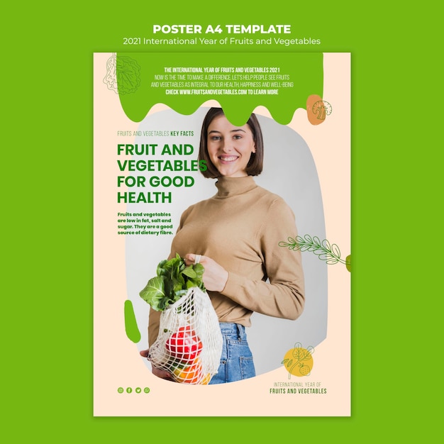 Modèle d'impression de l'année des fruits et légumes