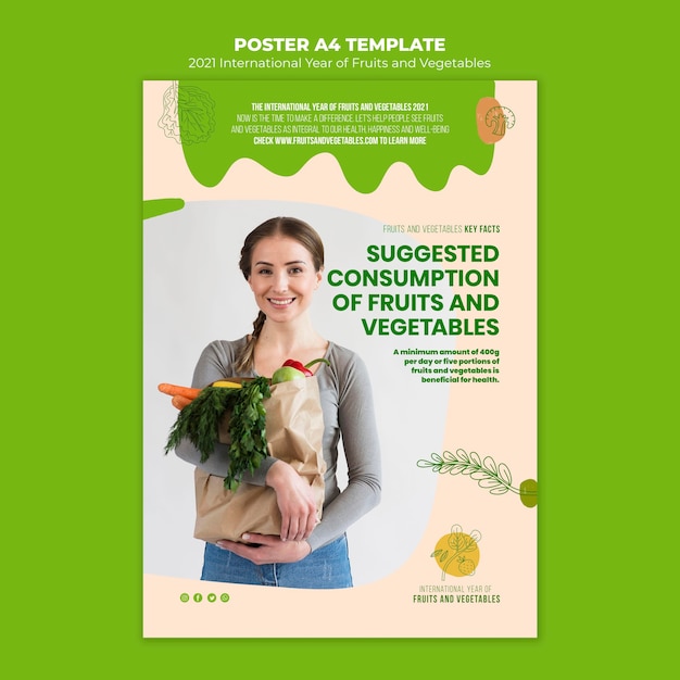 Modèle d'impression de l'année des fruits et légumes