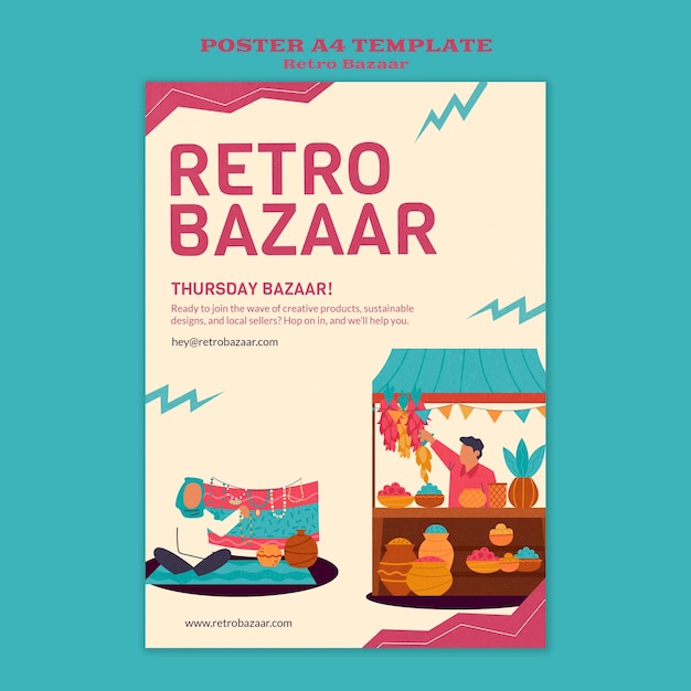 Modèle D'impression De Bazar Rétro