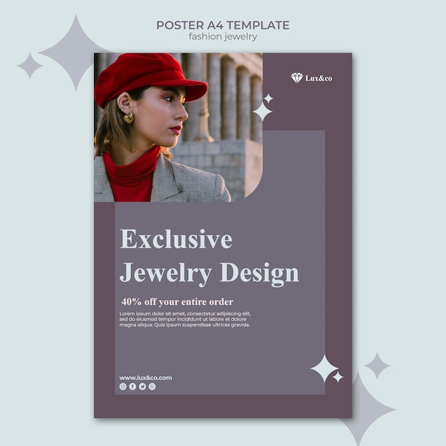 PSD gratuit modèle d'impression de bijoux de mode avec photo