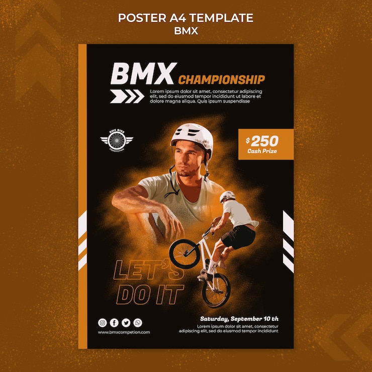 PSD gratuit modèle d'impression bmx avec photo