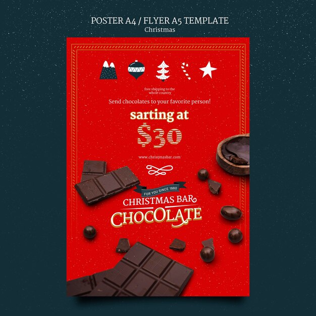 Modèle d'impression de chocolat de Noël
