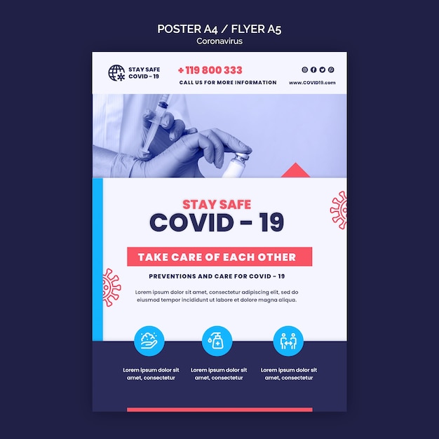 PSD gratuit modèle d'impression de coronavirus avec photo