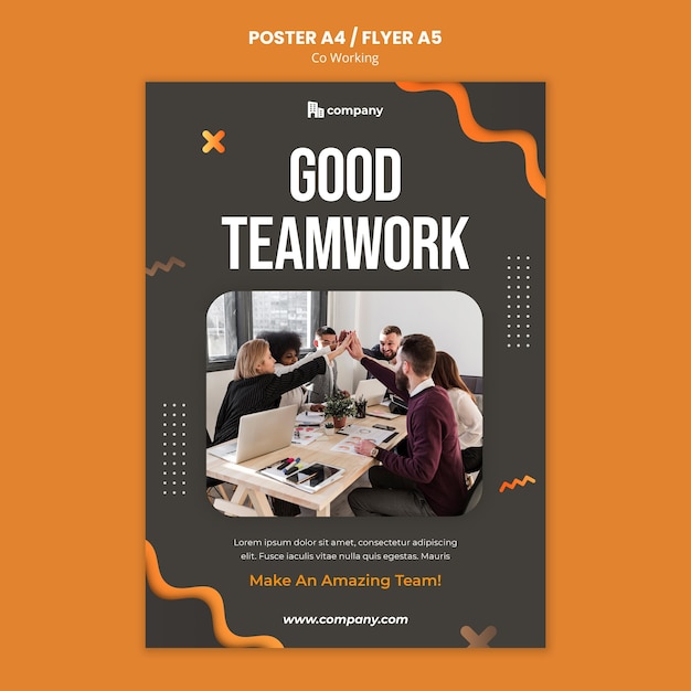 Modèle d'impression de coworking créatif