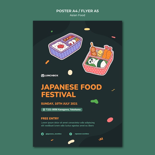 PSD gratuit modèle d'impression de cuisine asiatique