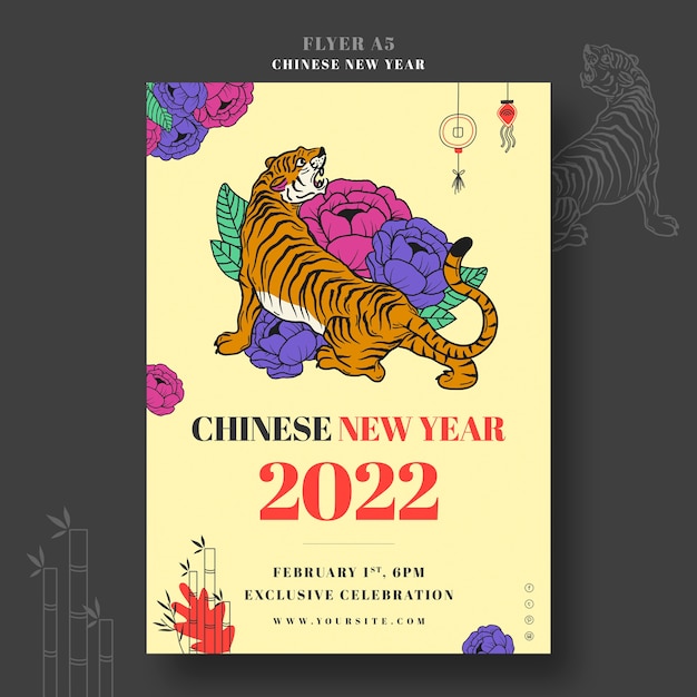 PSD gratuit modèle d'impression du nouvel an chinois