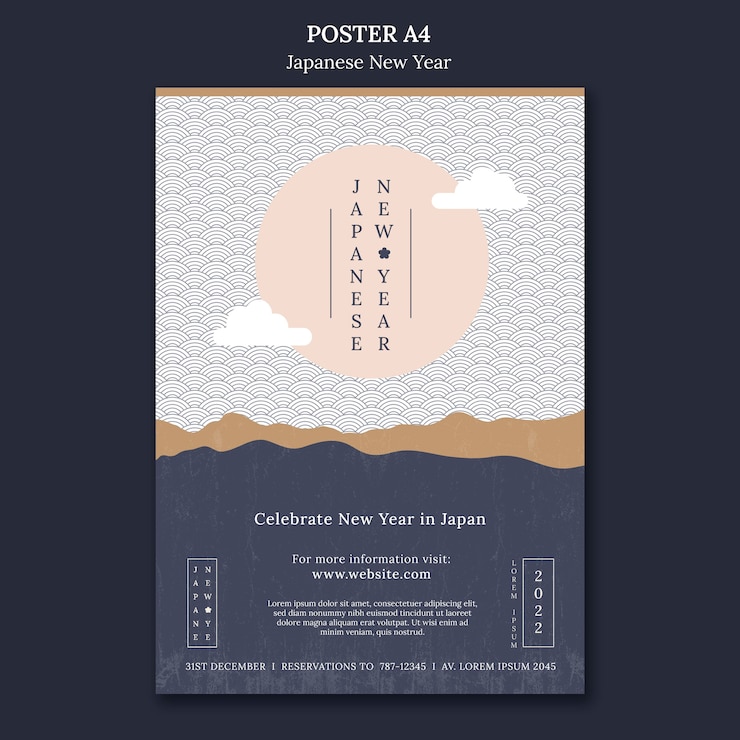 PSD gratuit modèle d'impression du nouvel an japonais culturel