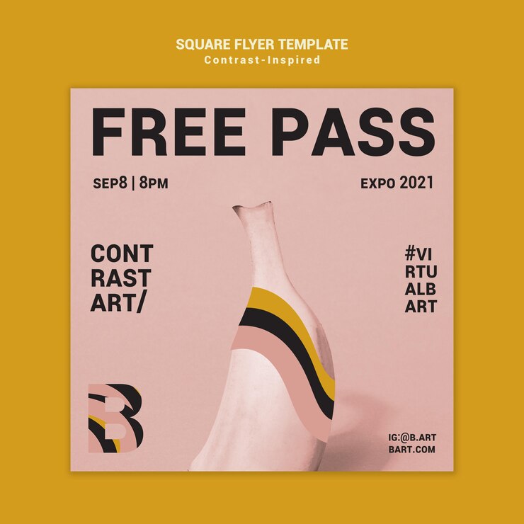 PSD gratuit modèle d'impression d'exposition d'art inspiré du contraste