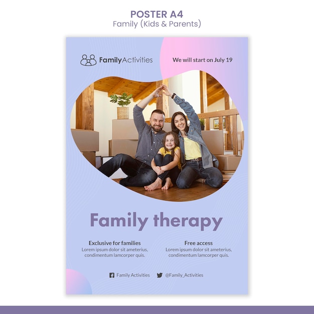 PSD gratuit modèle d'impression de famille avec photo