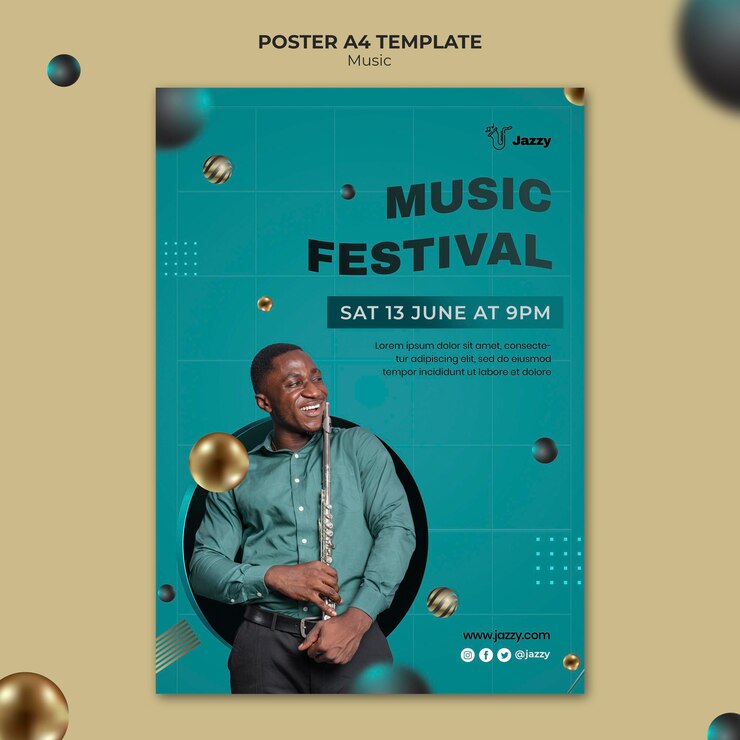PSD gratuit modèle d'impression de festival de musique jazz