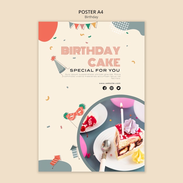 PSD gratuit modèle d'impression de fête d'anniversaire