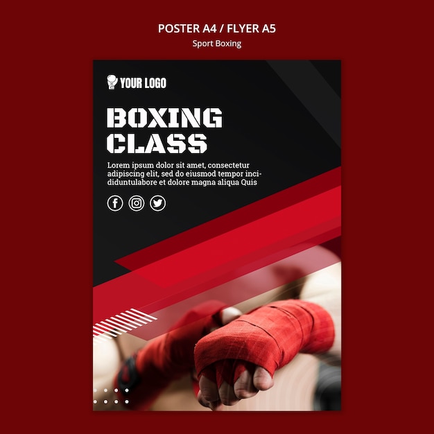 PSD gratuit modèle d'impression de flyer de cours de boxe