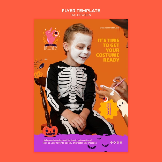 PSD gratuit modèle d'impression halloween avec photo