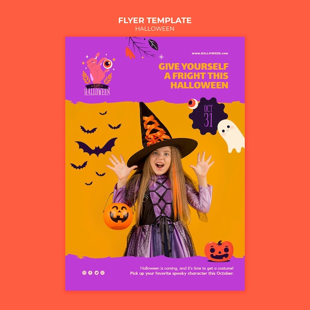 PSD gratuit modèle d'impression halloween avec photo