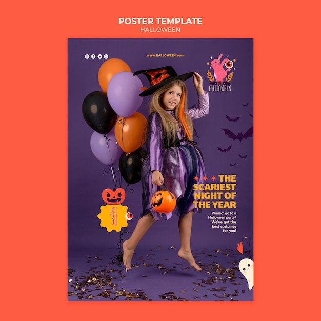 PSD gratuit modèle d'impression halloween avec photo