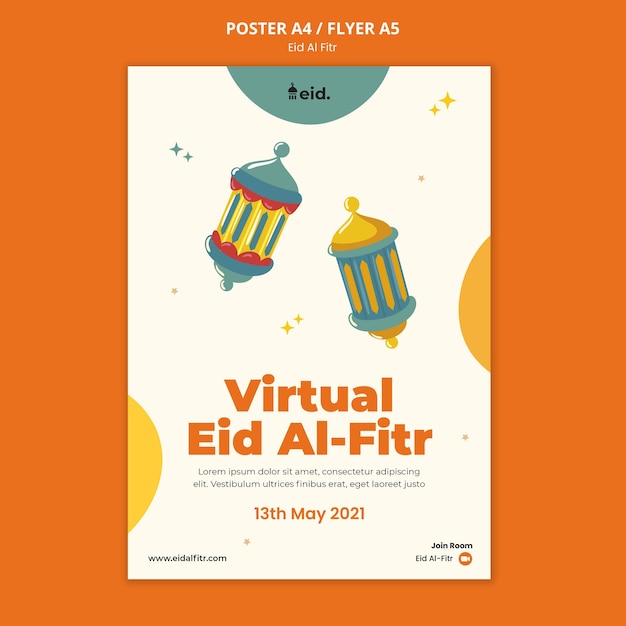 PSD gratuit modèle d'impression illustré eid al-fitr