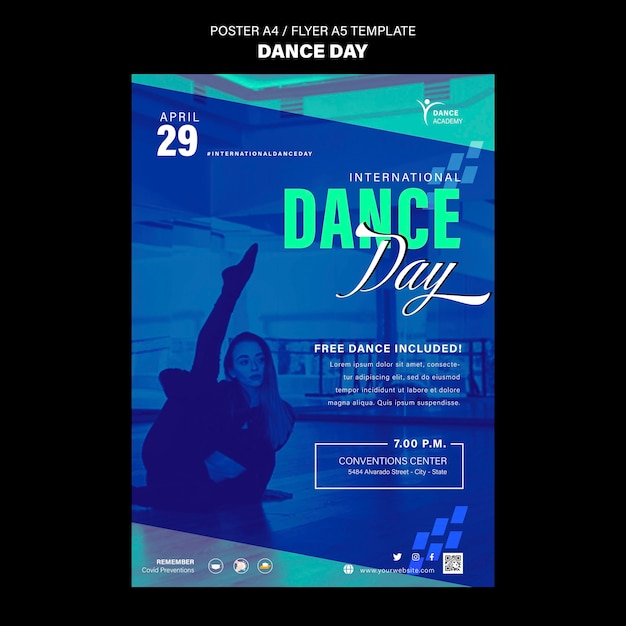 PSD gratuit modèle d'impression de jour de danse