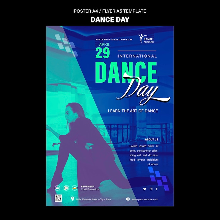 PSD gratuit modèle d'impression de jour de danse