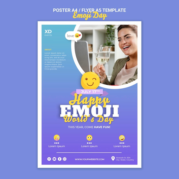 PSD gratuit modèle d'impression de jour emoji