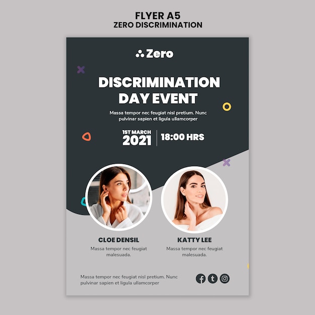 PSD gratuit modèle d'impression de jour zéro discrimination