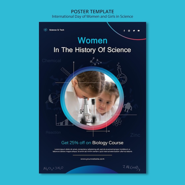Modèle D'impression De La Journée Internationale Des Femmes Et Des Filles En Science