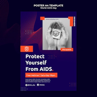 Modèle d'impression de la journée mondiale du sida avec des détails orange