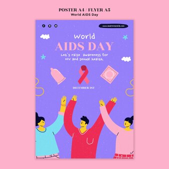 Modèle d'impression de la journée mondiale du sida
