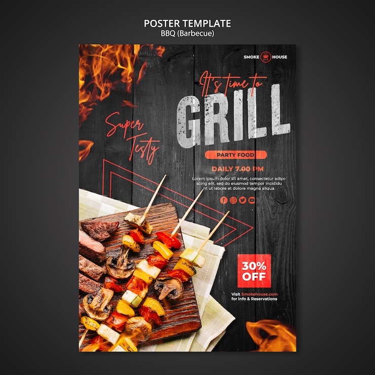 PSD gratuit modèle d'impression de maison de barbecue