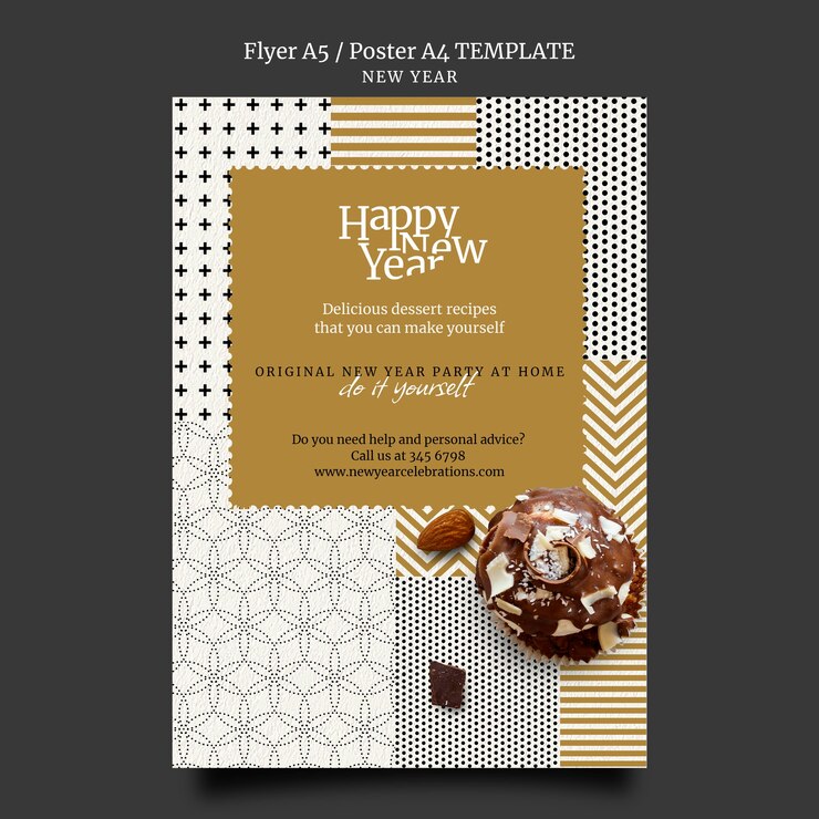 PSD gratuit modèle d'impression de nouvel an festif