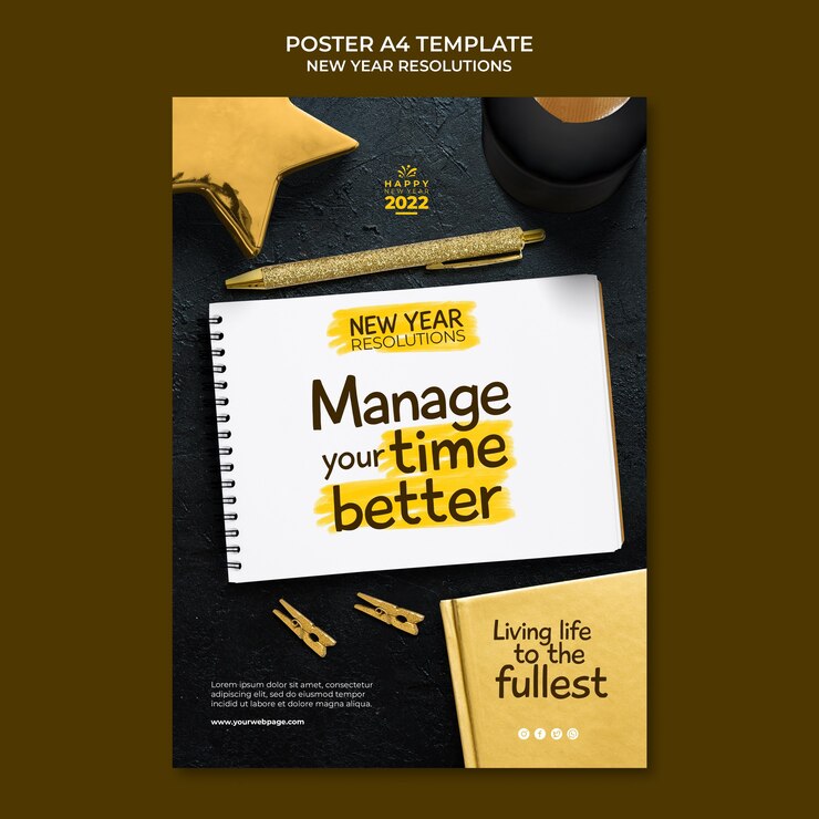 PSD gratuit modèle d'impression d'objectifs festifs du nouvel an