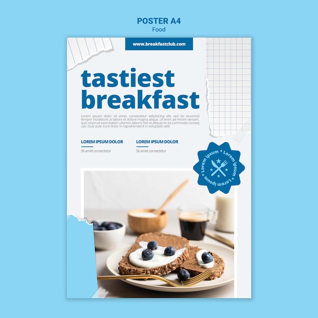 PSD gratuit modèle d'impression de petit-déjeuner le plus savoureux