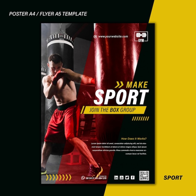 PSD gratuit modèle d'impression de sport avec photo