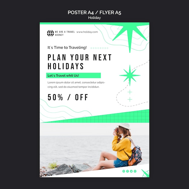 PSD gratuit modèle d'impression de vacances avec photo