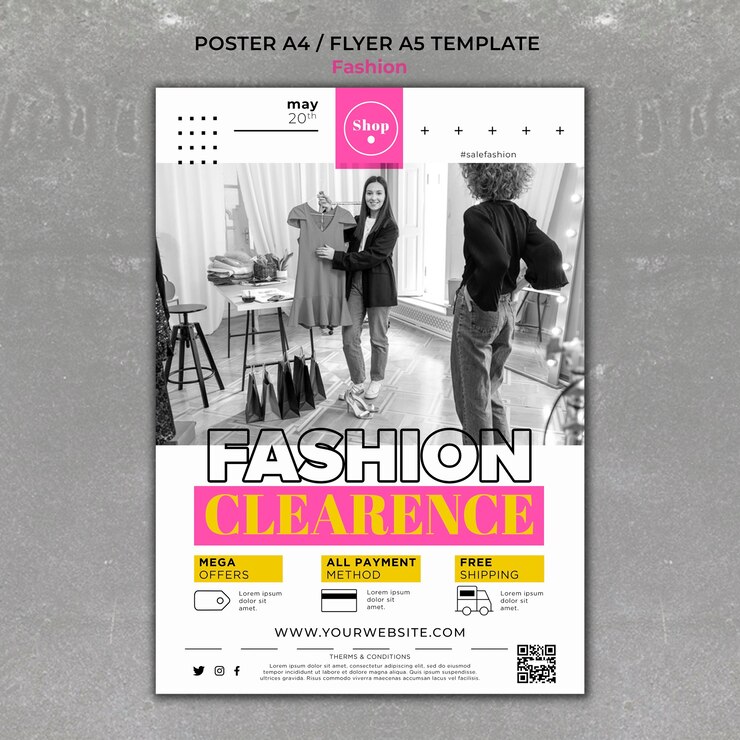 PSD gratuit modèle d'impression de vente de mode