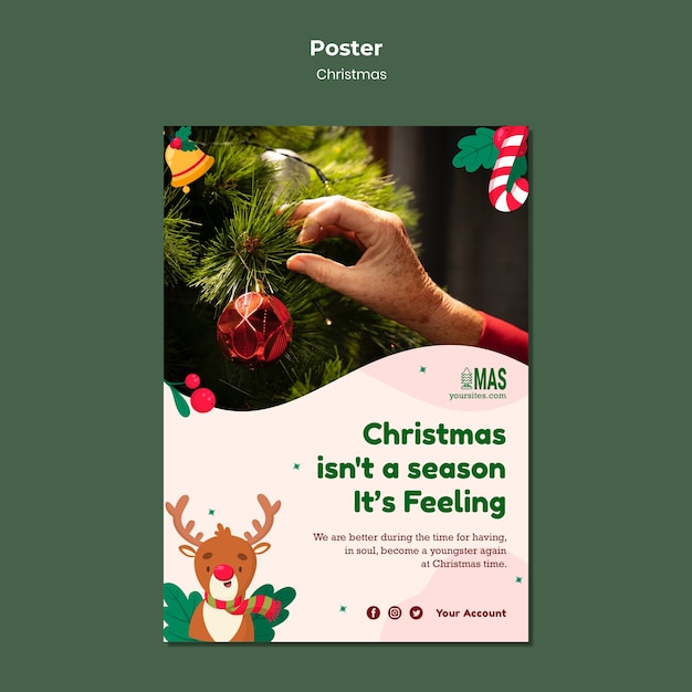 PSD gratuit modèle d'impression verticale de noël festif