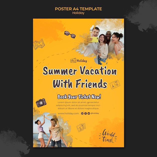 PSD gratuit modèle d'impression verticale de vacances