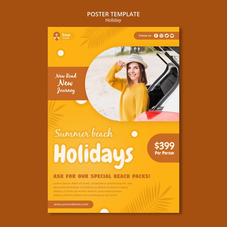 PSD gratuit modèle d'impression verticale de vacances