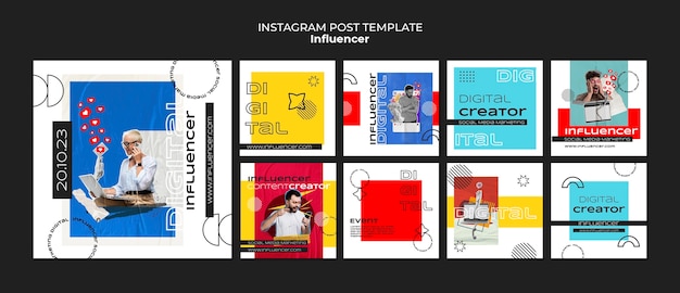 PSD gratuit modèle d'influenceur design plat