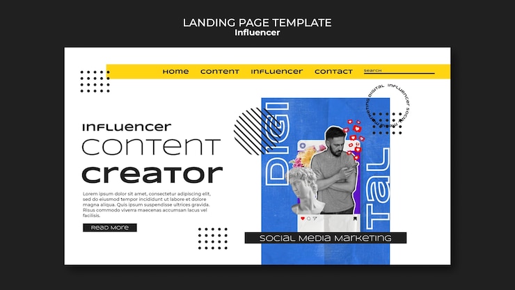 PSD gratuit modèle d'influenceur design plat