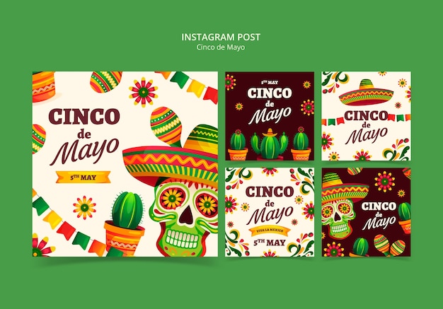 PSD gratuit le modèle d'instagram de cinco de mayo