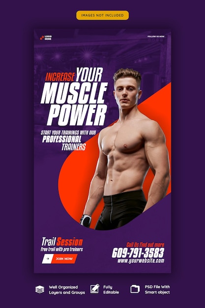 Modèle Instagram et Facebook Story de gym et fitness