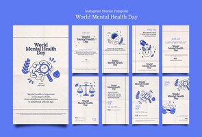 PSD gratuit modèle instagram de journée internationale de la santé mentale design plat