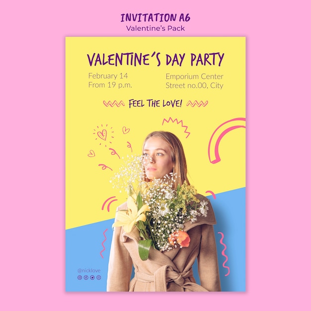 Modèle D'invitation A6 Saint-valentin