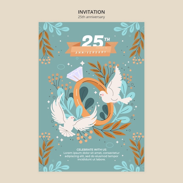 PSD gratuit modèle d'invitation anniversaire d'argent